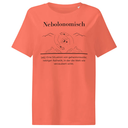 Nebolonomisch Damen T-Shirt in Fiesta – schwarzer Aufdruck, Bio-Baumwolle, femininer Schnitt – Wortstolz