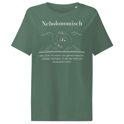 Nebolonomisch Damen T-Shirt in Green Bay – weißer Aufdruck, Bio-Baumwolle, femininer Schnitt – Wortstolz