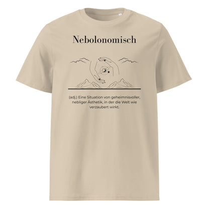 NebolonomischHerren T-Shirt in Desert Dust – schwarzer Aufdruck, Bio-Baumwolle, maskuliner Schnitt – Wortstolz
