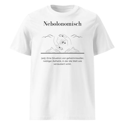 Nebolonomisch Herren T-Shirt in White – schwarzer Aufdruck, Bio-Baumwolle, maskuliner Schnitt – Wortstolz