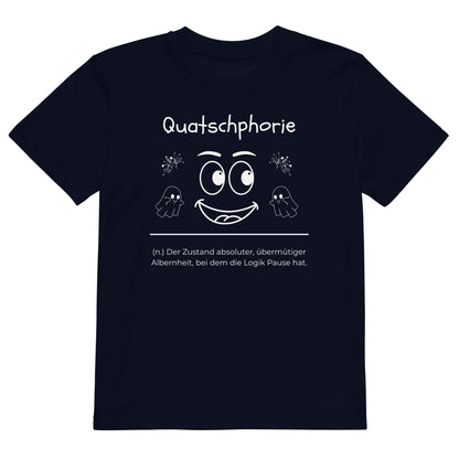 Quatschphorie Kinder-T-Shirt in French Navy – weißer Aufdruck, Bio-Baumwolle, reguläter Schnitt – Wortstolz
