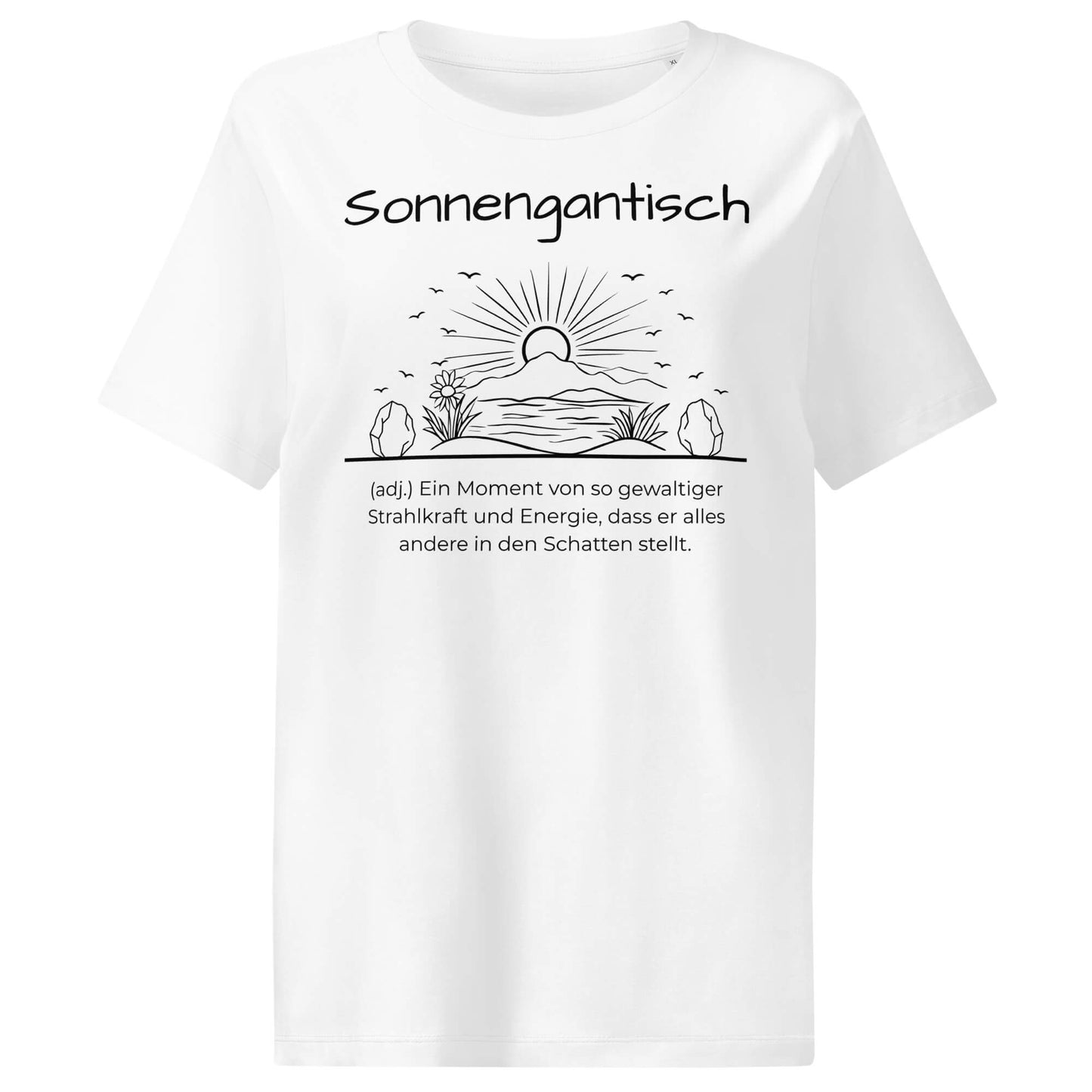 Sonnengantisch Damen T-Shirt in White – schwarzer Aufdruck, Bio-Baumwolle, femininer Schnitt – Wortstolz