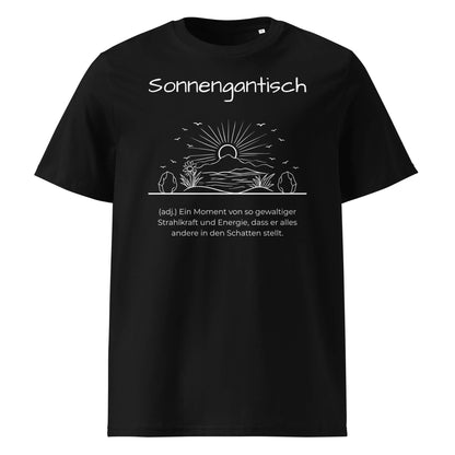 Sonnengantisch Herren T-Shirt in Black – weißer Aufdruck, Bio-Baumwolle, maskuliner Schnitt – Wortstolz