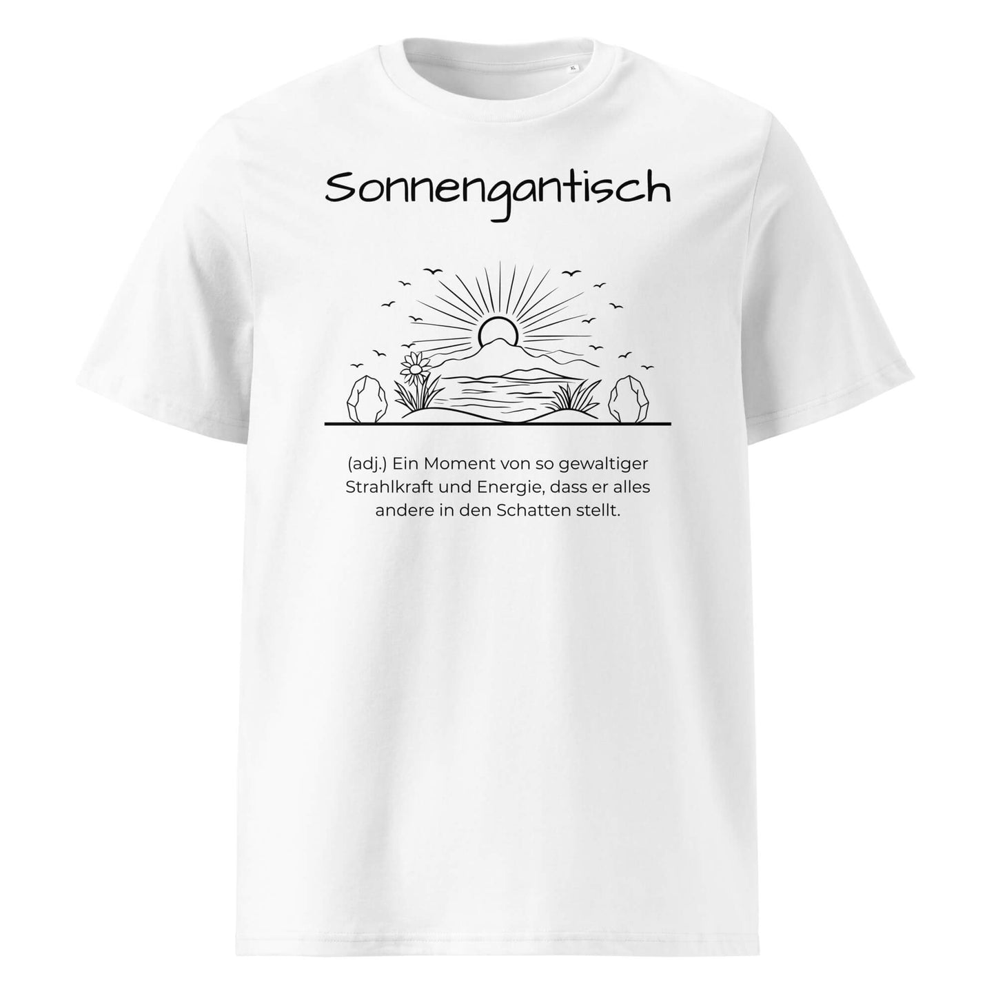 Sonnengantisch Herren T-Shirt in White – schwarzer Aufdruck, Bio-Baumwolle, maskuliner Schnitt – Wortstolz