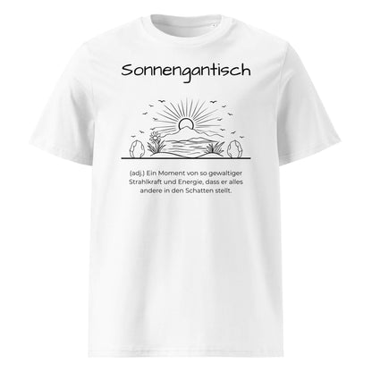 Sonnengantisch Herren T-Shirt in White – schwarzer Aufdruck, Bio-Baumwolle, maskuliner Schnitt – Wortstolz