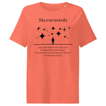Sternenstolz Damen T-Shirt in Fiesta – schwarzer Aufdruck, Bio-Baumwolle, femininer Schnitt – Wortstolz