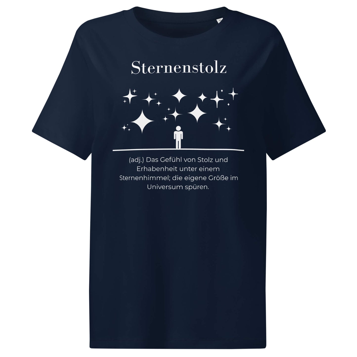 Sternenstolz Damen T-Shirt in French Navy – weißer Aufdruck, Bio-Baumwolle, femininer Schnitt – Wortstolz
