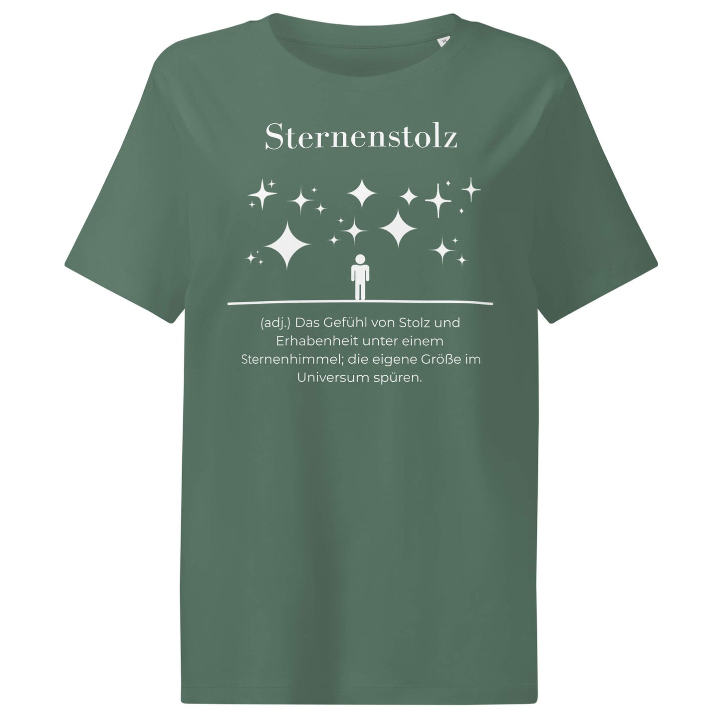 Sternenstolz Damen T-Shirt in Green Bay – weißer Aufdruck, Bio-Baumwolle, femininer Schnitt – Wortstolz