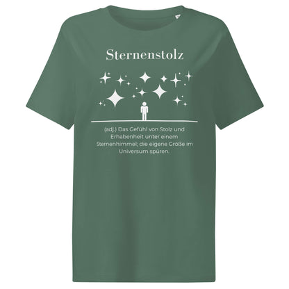 Sternenstolz Damen T-Shirt in Green Bay – weißer Aufdruck, Bio-Baumwolle, femininer Schnitt – Wortstolz
