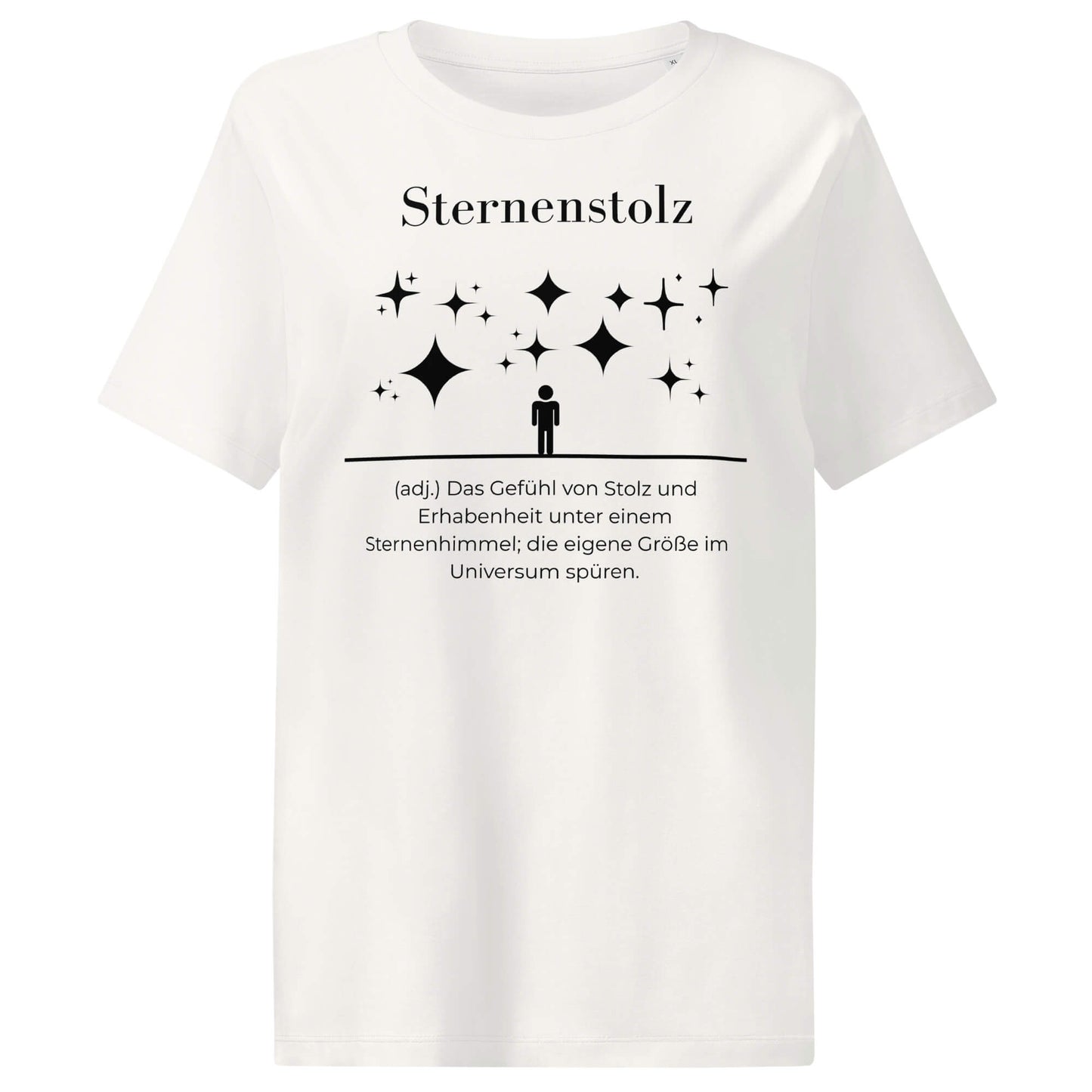 Sternenstolz Damen T-Shirt in Off White – schwarzer Aufdruck, Bio-Baumwolle, femininer Schnitt – Wortstolz