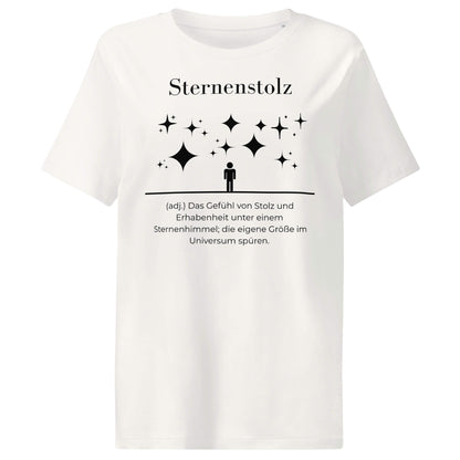 Sternenstolz Damen T-Shirt in Off White – schwarzer Aufdruck, Bio-Baumwolle, femininer Schnitt – Wortstolz