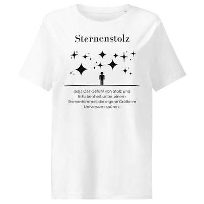 Sternenstolz Damen T-Shirt in White – schwarzer Aufdruck, Bio-Baumwolle, femininer Schnitt – Wortstolz