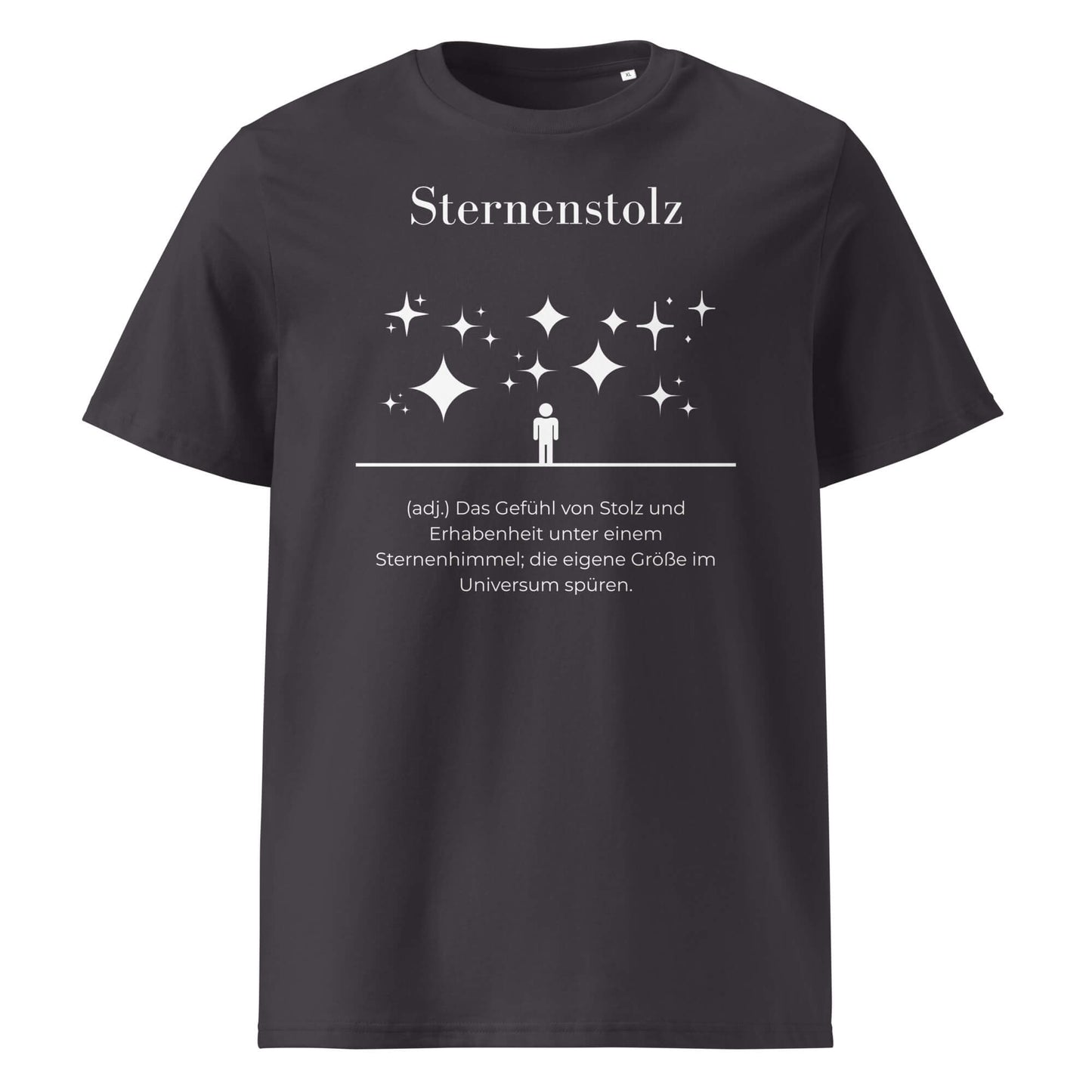 Sternenstolz Herren T-Shirt in Anthracite – weißer Aufdruck, Bio-Baumwolle, maskuliner Schnitt – Wortstolz