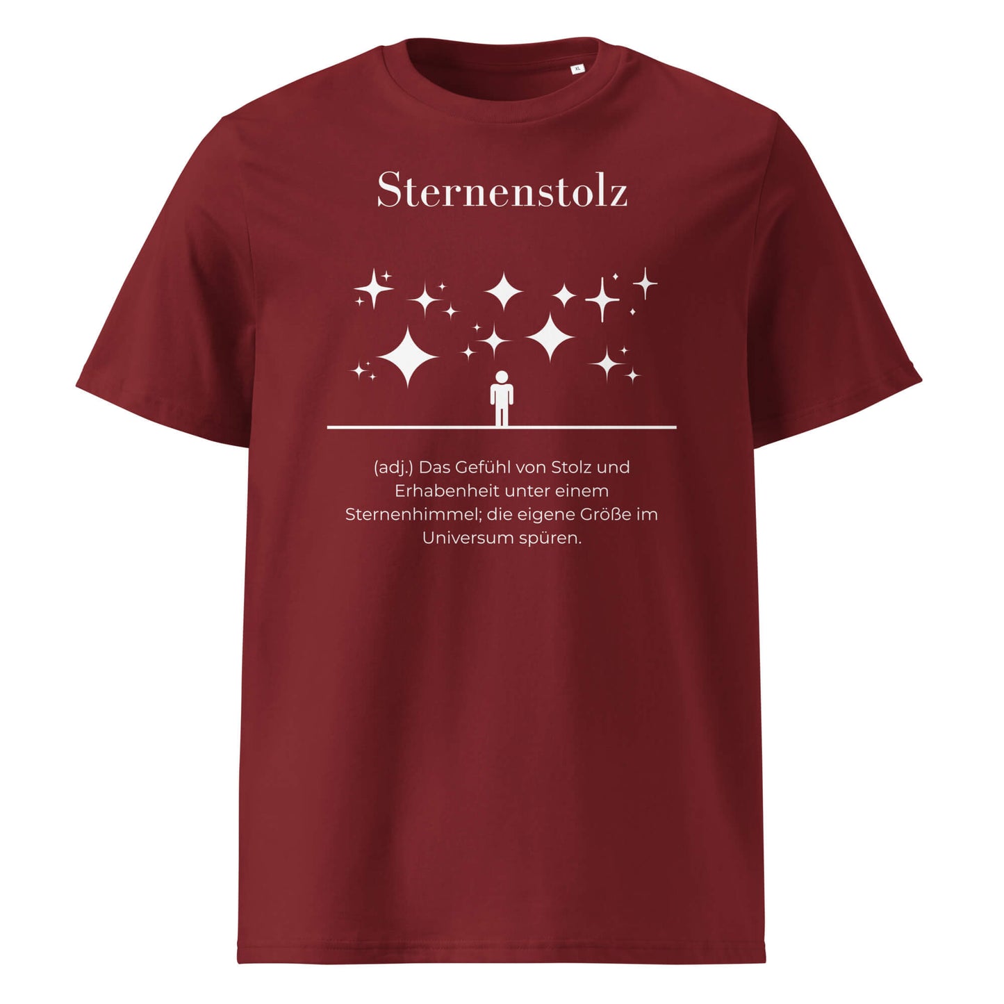 Sternenstolz Herren T-Shirt in Burgundy – weißer Aufdruck, Bio-Baumwolle, maskuliner Schnitt – Wortstolz