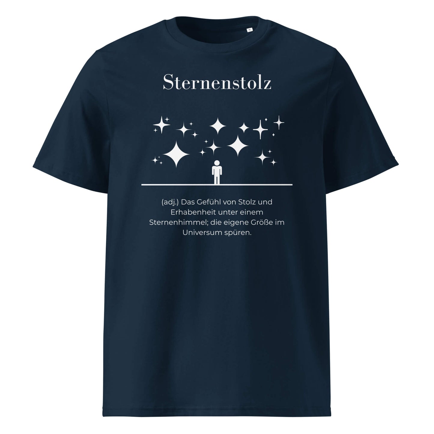 Sternenstolz Herren T-Shirt in French Navy – weißer Aufdruck, Bio-Baumwolle, maskuliner Schnitt – Wortstolz