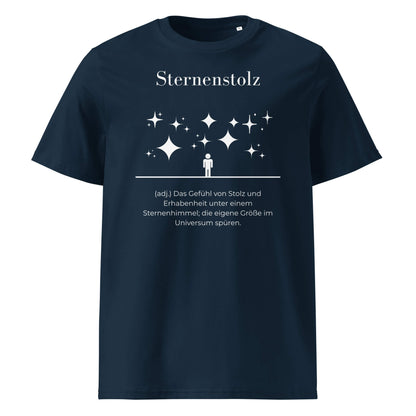 Sternenstolz Herren T-Shirt in French Navy – weißer Aufdruck, Bio-Baumwolle, maskuliner Schnitt – Wortstolz