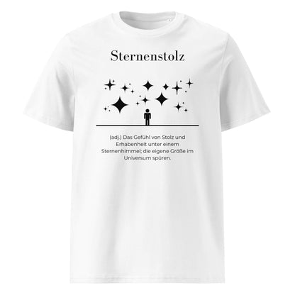 Sternenstolz Herren T-Shirt in White – schwarzer Aufdruck, Bio-Baumwolle, maskuliner Schnitt – Wortstolz