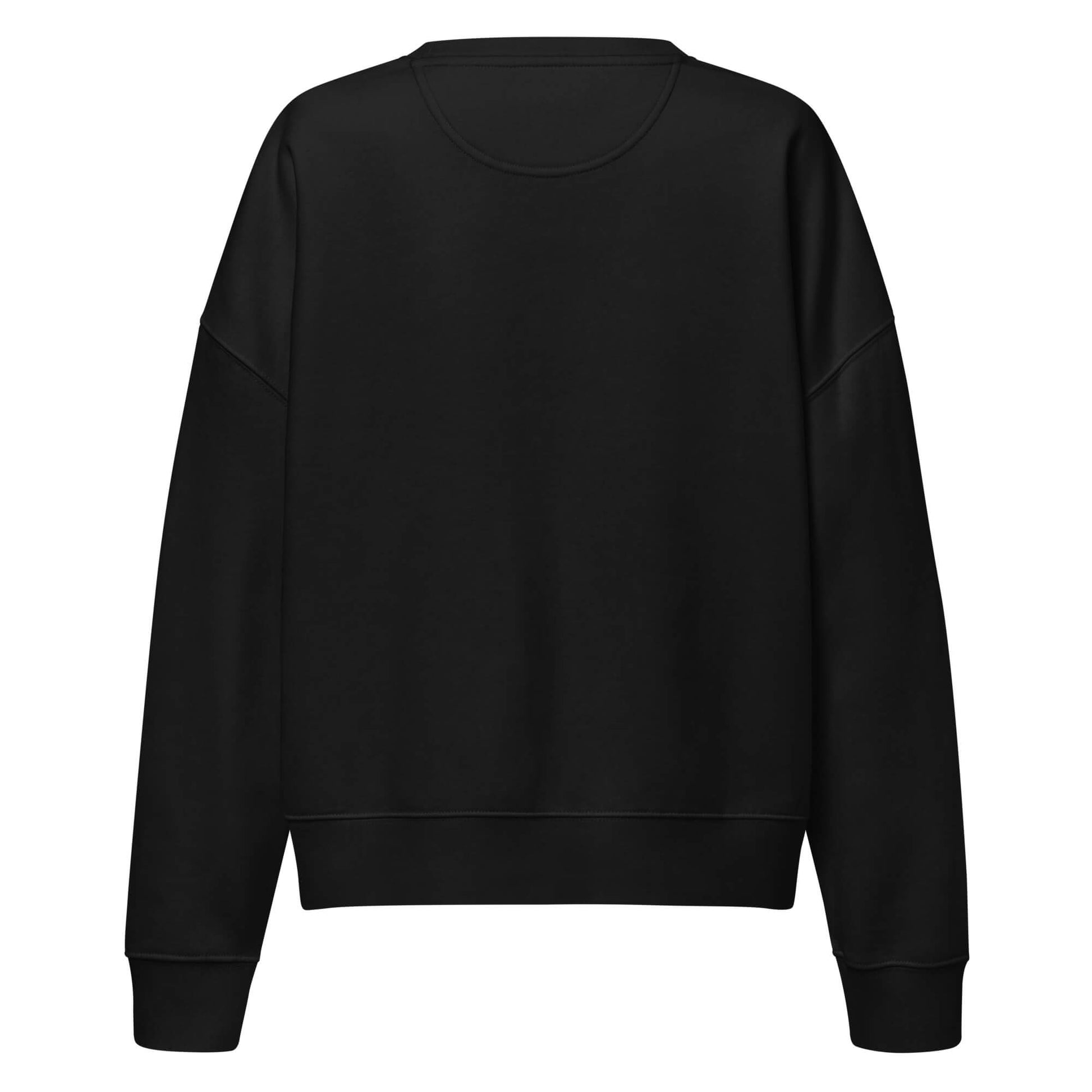 Verzweiliebeln Damen Pullover in Black – Bio-Baumwolle, femininer Schnitt – Rückansicht – Wortstolz