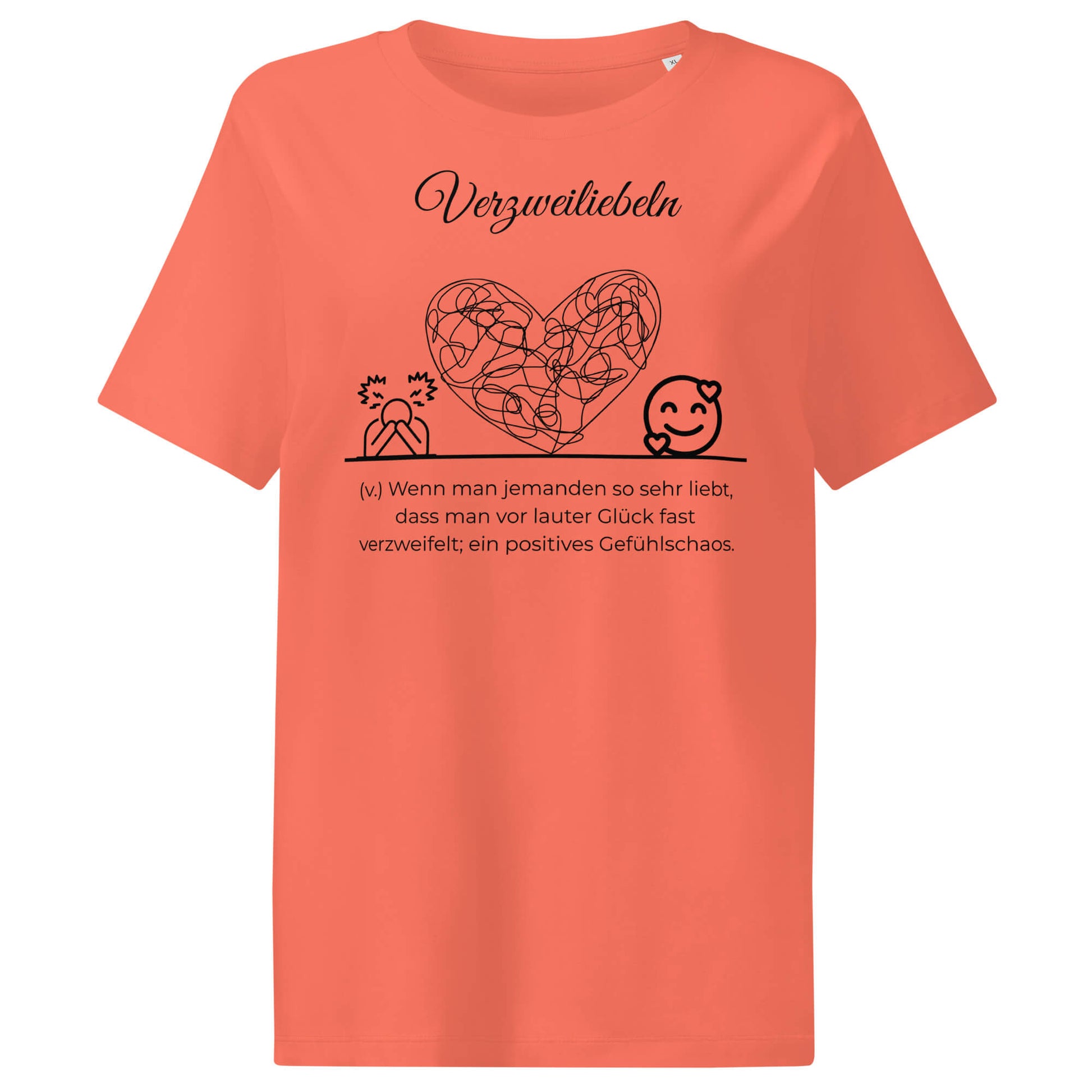 Verzweiliebeln Damen T-Shirt in Fiesta – schwarzer Aufdruck, Bio-Baumwolle, femininer Schnitt – Wortstolz