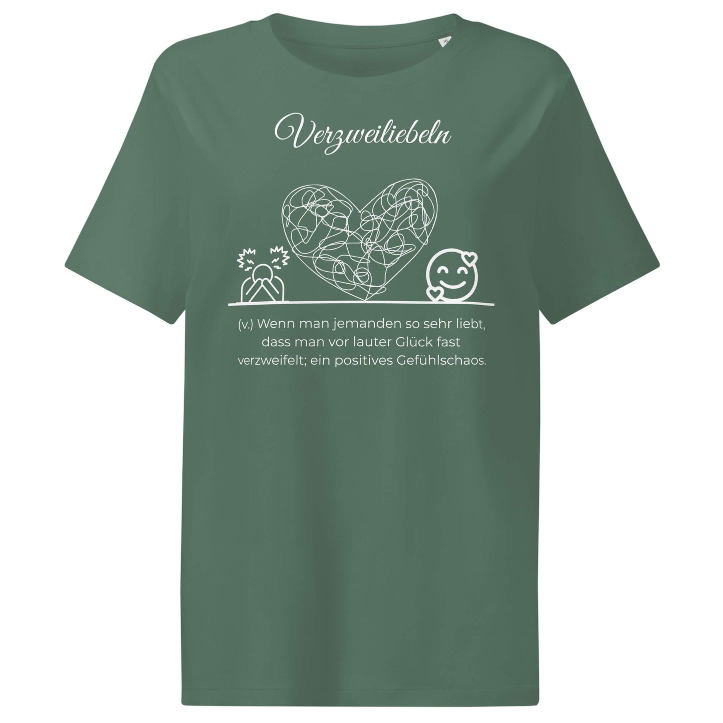 Verzweiliebeln Damen T-Shirt in Green Bay – weißer Aufdruck, Bio-Baumwolle, femininer Schnitt – Wortstolz
