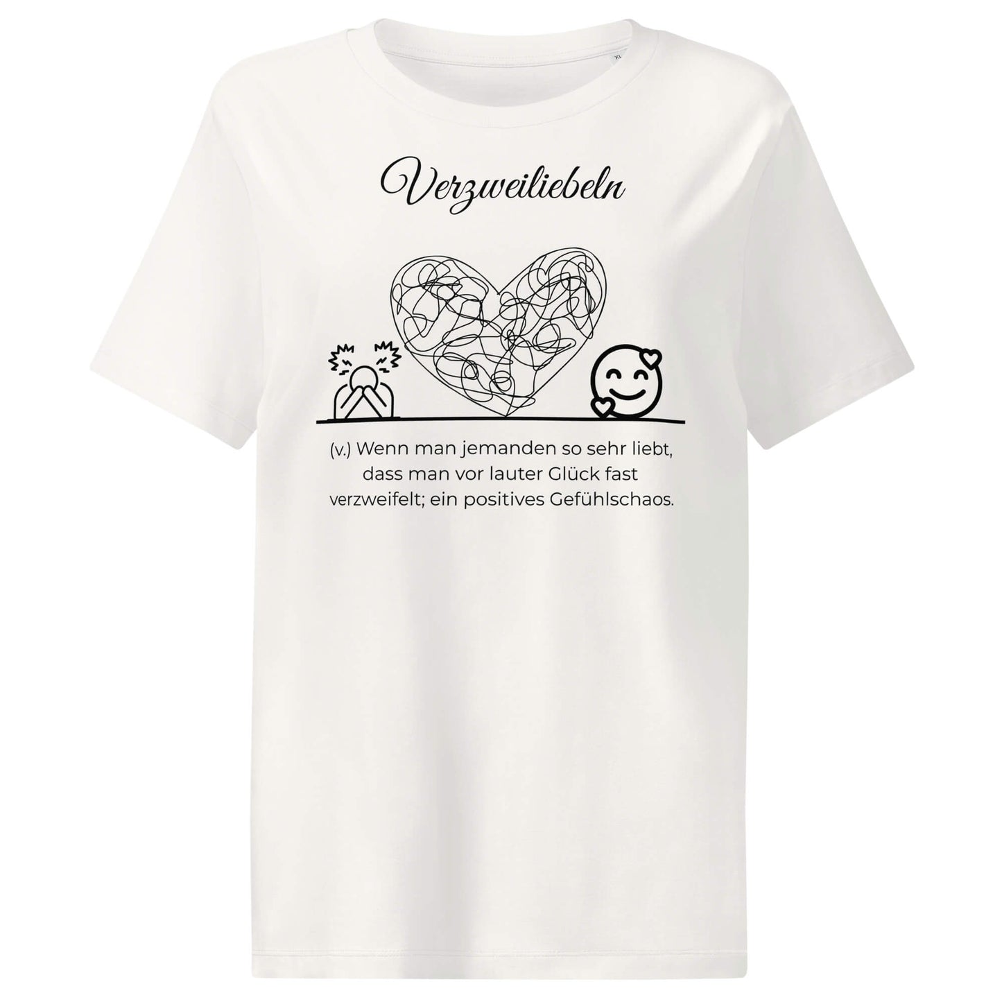 Verzweiliebeln Damen T-Shirt in Off White – schwarzer Aufdruck, Bio-Baumwolle, femininer Schnitt – Wortstolz