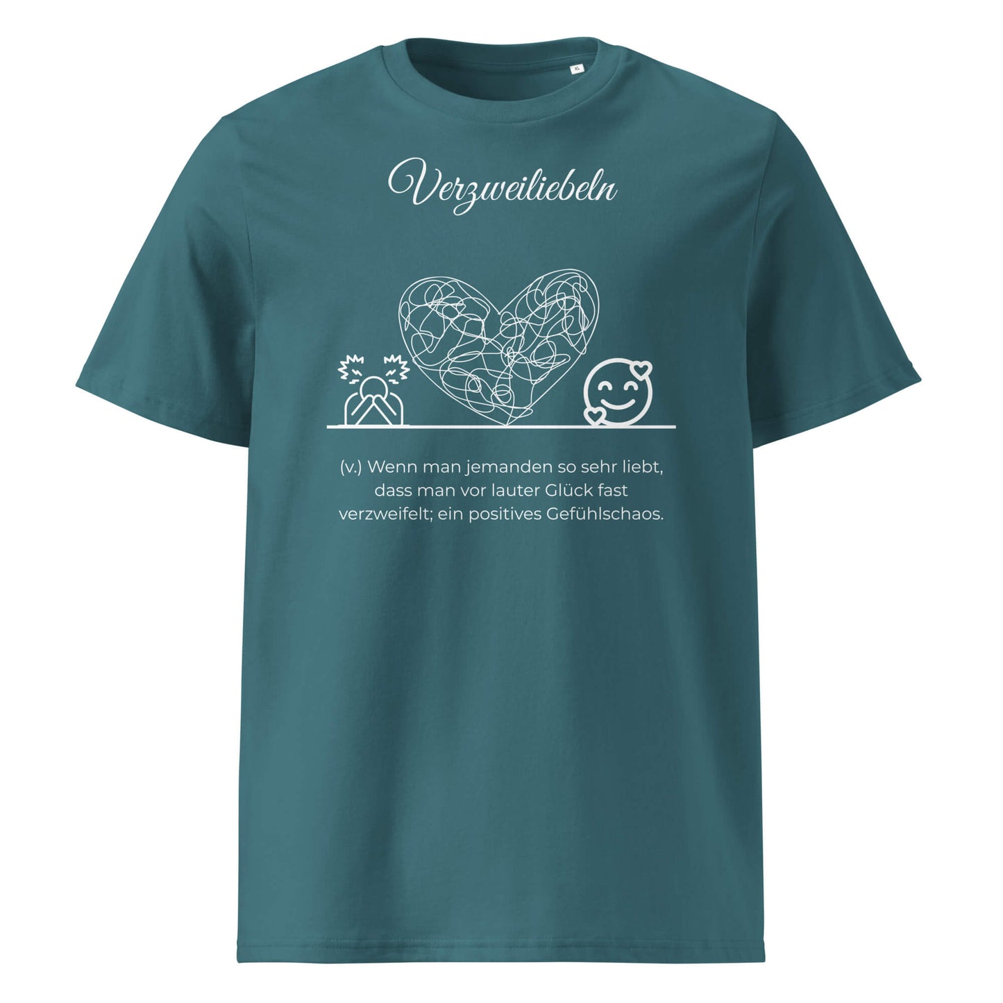 Verzweiliebeln Herren T-Shirt in Stargazer – weißer Aufdruck, Bio-Baumwolle, maskuliner Schnitt – Wortstolz