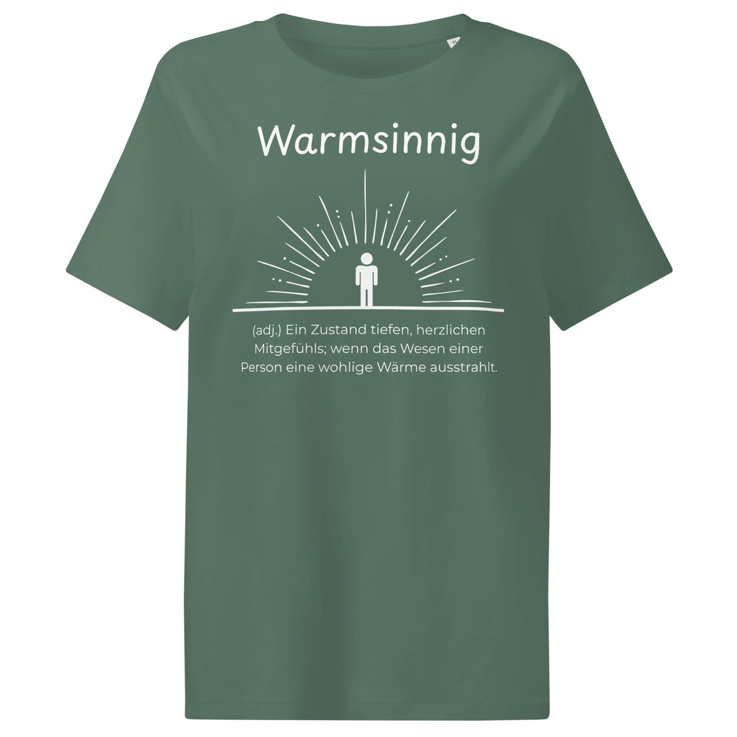 Warmsinnig Damen T-Shirt in Green Bay – weißer Aufdruck, Bio-Baumwolle, femininer Schnitt – Wortstolz