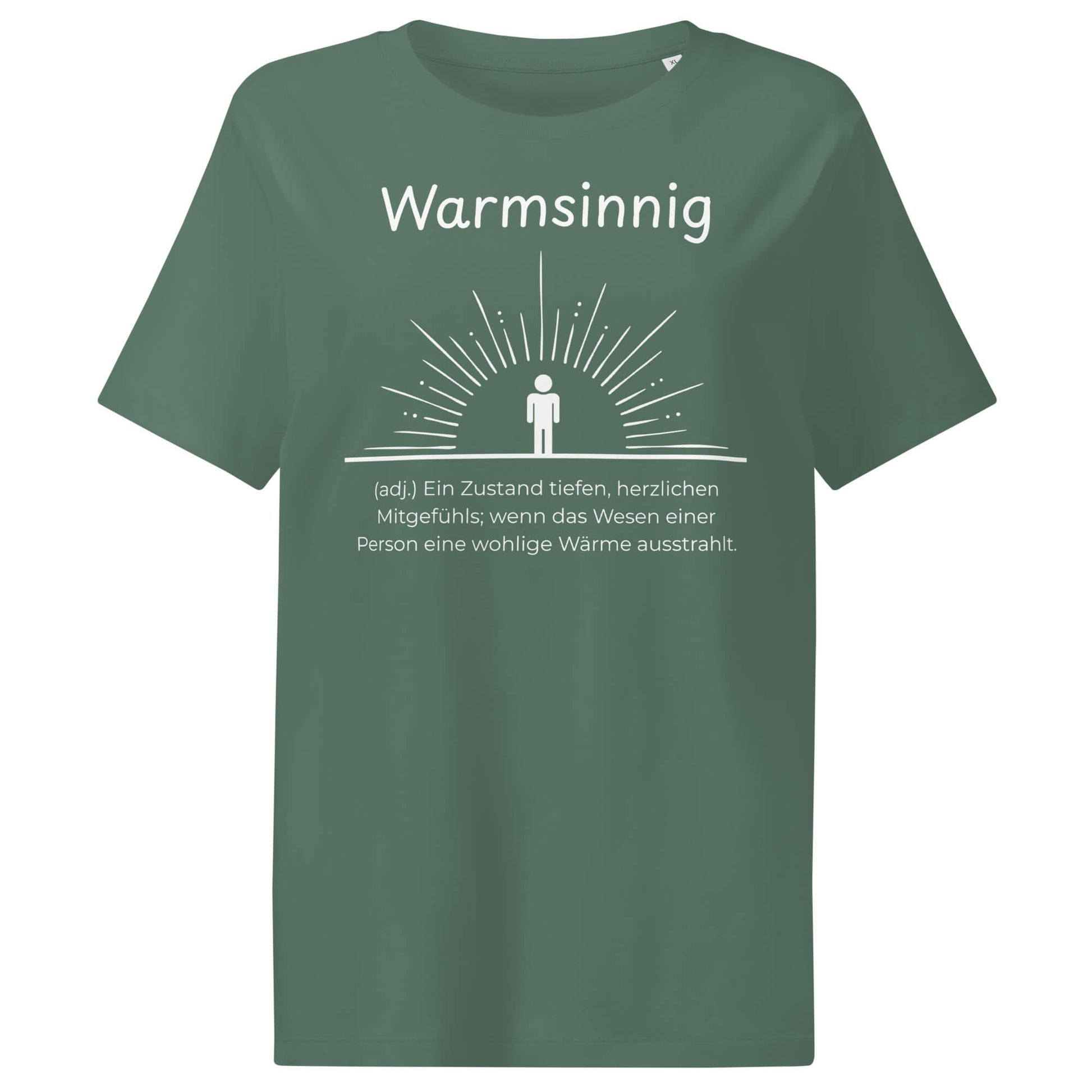 Warmsinnig Damen T-Shirt in Green Bay – weißer Aufdruck, Bio-Baumwolle, femininer Schnitt – Wortstolz