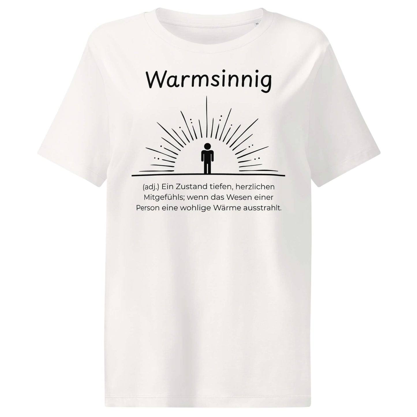 Warmsinnig Damen T-Shirt in Off White – schwarzer Aufdruck, Bio-Baumwolle, femininer Schnitt – Wortstolz
