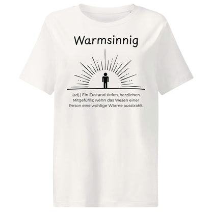 Warmsinnig Damen T-Shirt in Off White – schwarzer Aufdruck, Bio-Baumwolle, femininer Schnitt – Wortstolz