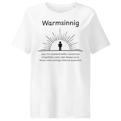 Warmsinnig Damen T-Shirt in White – schwarzer Aufdruck, Bio-Baumwolle, femininer Schnitt – Wortstolz