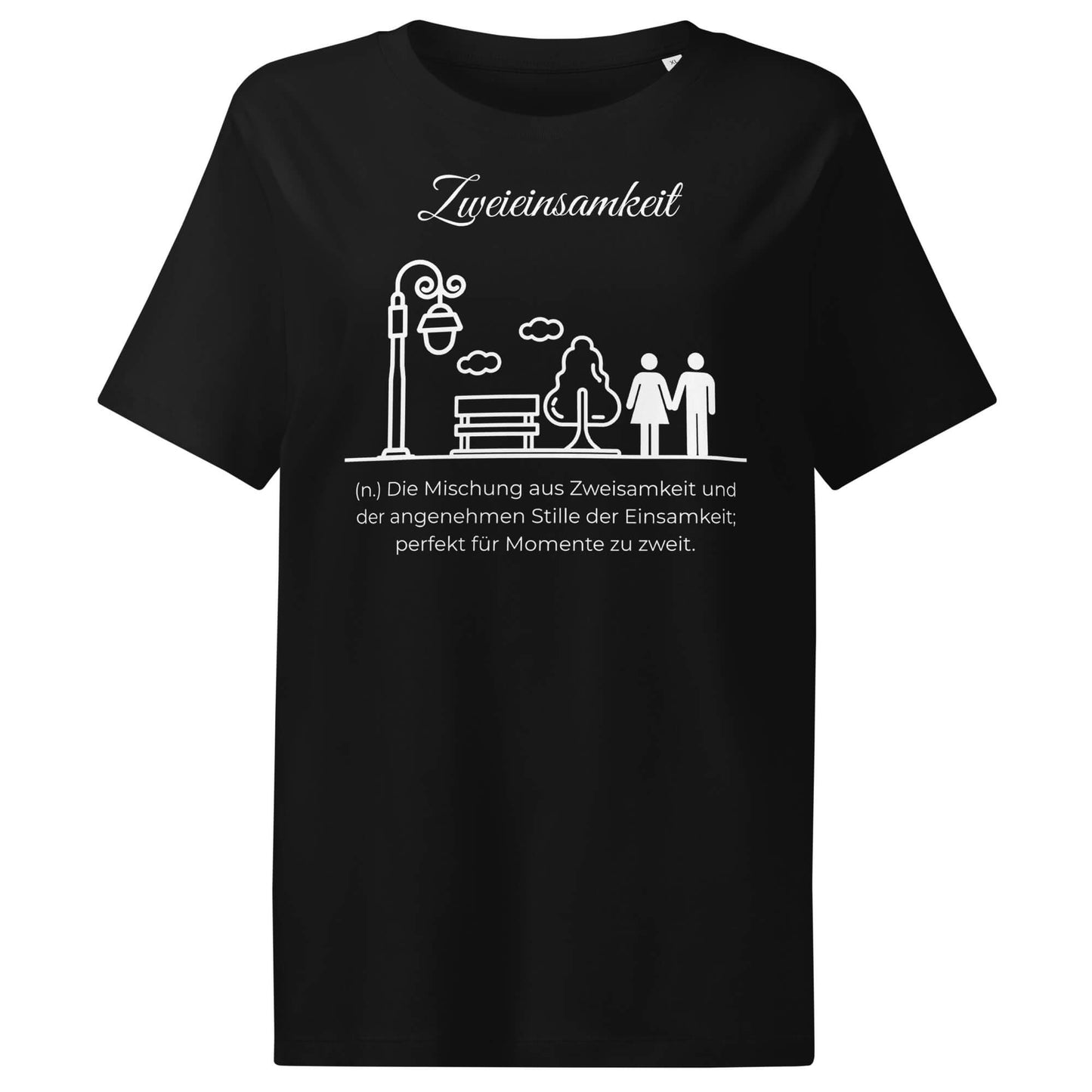 Zweieinsamkeit Damen T-Shirt in Black – weißer Aufdruck, Bio-Baumwolle, femininer Schnitt – Wortstolz