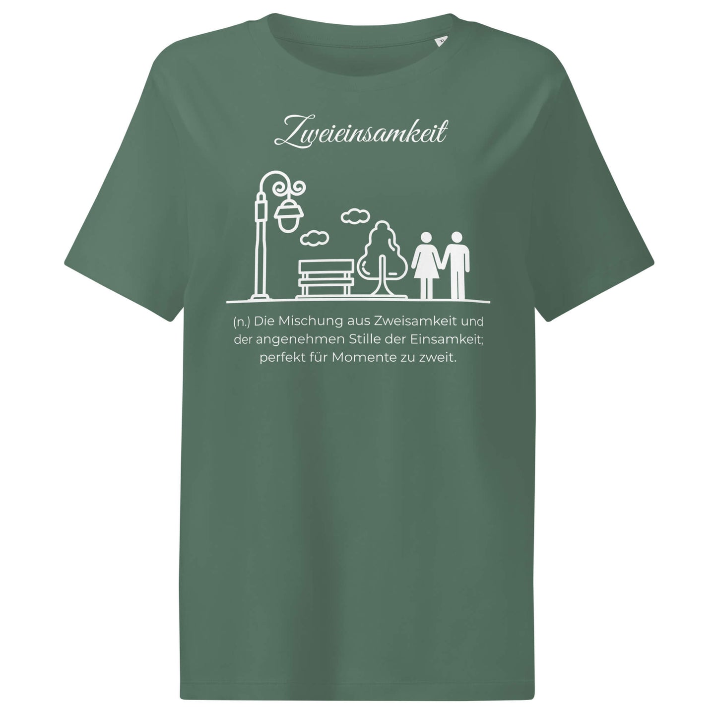 Zweieinsamkeit Damen T-Shirt in Green Bay – weißer Aufdruck, Bio-Baumwolle, femininer Schnitt – Wortstolz