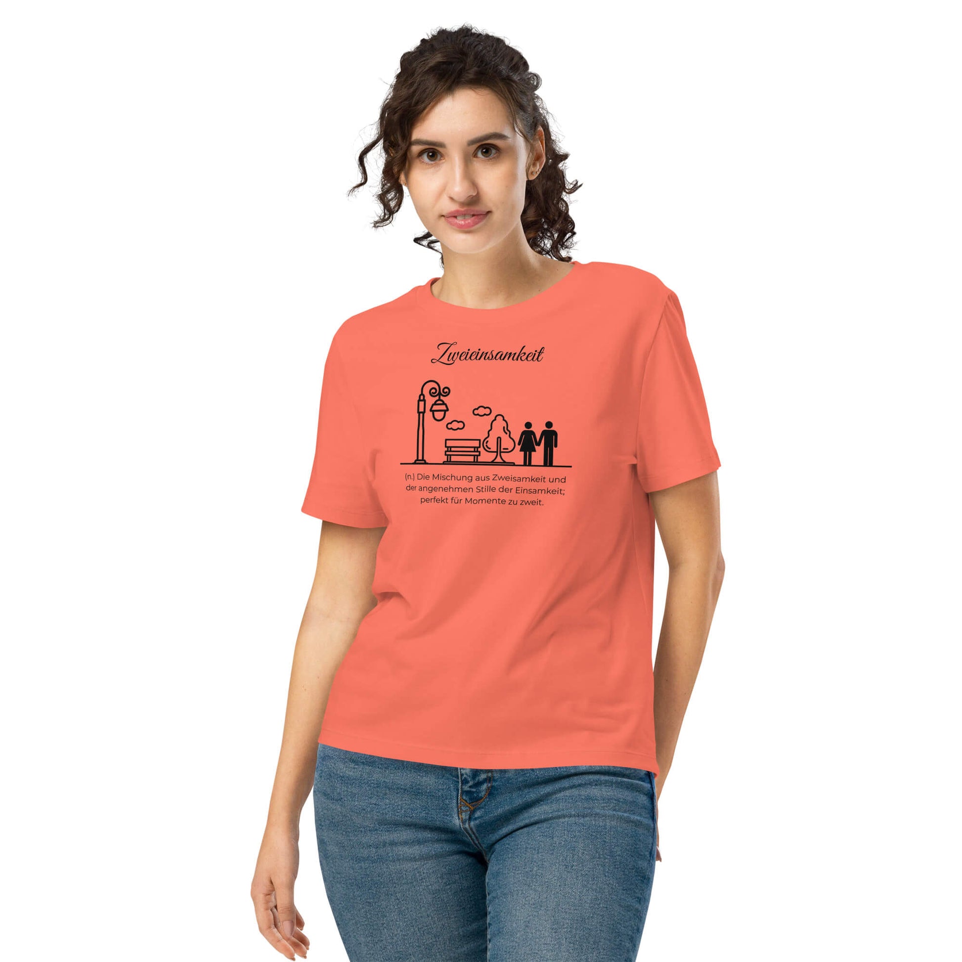 Zweieinsamkeit Damen T-Shirt – Fiesta – Model trägt Größe S – Wortstolz