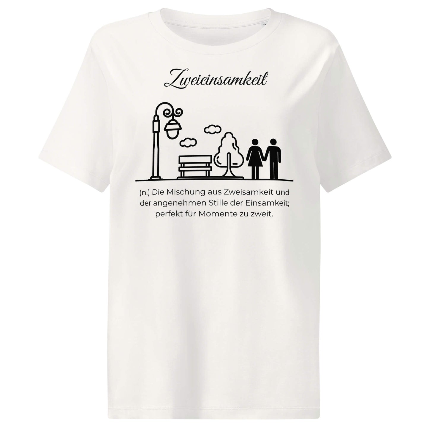 Zweieinsamkeit Damen T-Shirt in Off White – schwarzer Aufdruck, Bio-Baumwolle, femininer Schnitt – Wortstolz