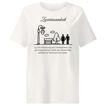 Zweieinsamkeit Damen T-Shirt in Off White – schwarzer Aufdruck, Bio-Baumwolle, femininer Schnitt – Wortstolz