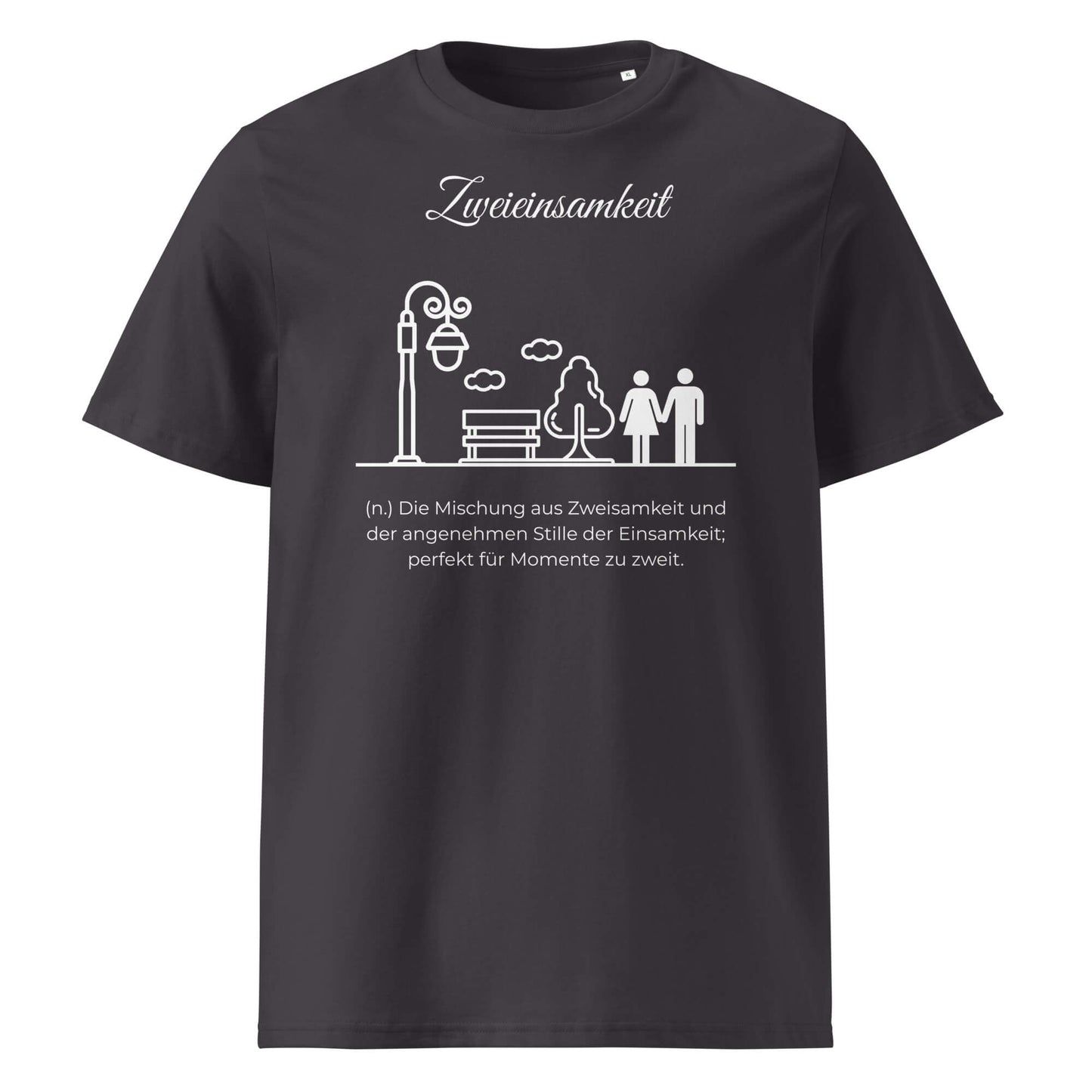 Zweieinsamkeit Herren T-Shirt in Anthracite – weißer Aufdruck, Bio-Baumwolle, maskuliner Schnitt – Wortstolz
