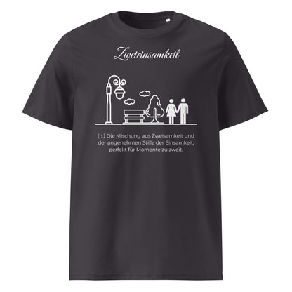 Zweieinsamkeit Herren T-Shirt in Anthracite – weißer Aufdruck, Bio-Baumwolle, maskuliner Schnitt – Wortstolz