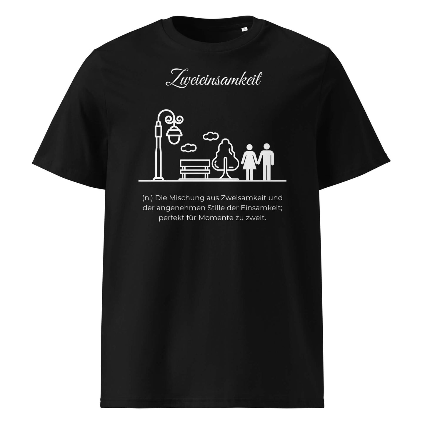 Zweieinsamkeit Herren T-Shirt in Black – weißer Aufdruck, Bio-Baumwolle, maskuliner Schnitt – Wortstolz