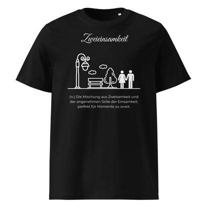Zweieinsamkeit Herren T-Shirt in Black – weißer Aufdruck, Bio-Baumwolle, maskuliner Schnitt – Wortstolz