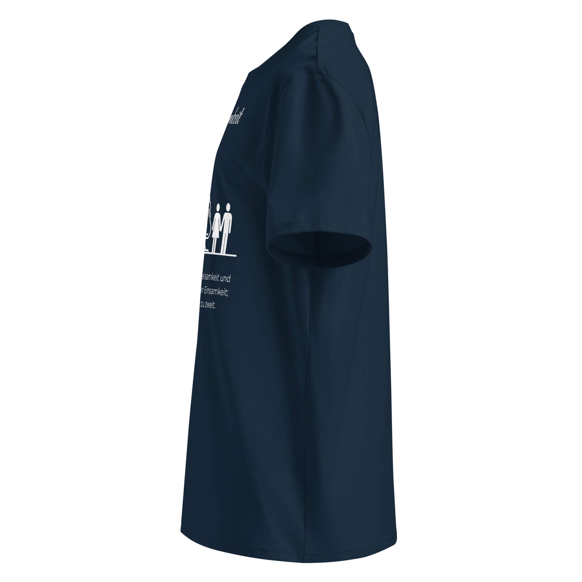 Zweieinsamkeit Herren T-Shirt in French Navy – Bio-Baumwolle, maskuliner Schnitt – Ansicht links – Wortstolz