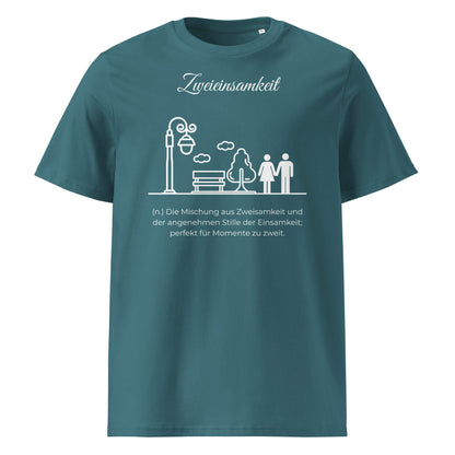 Zweieinsamkeit Herren T-Shirt in Stargazer – weißer Aufdruck, Bio-Baumwolle, maskuliner Schnitt – Wortstolz