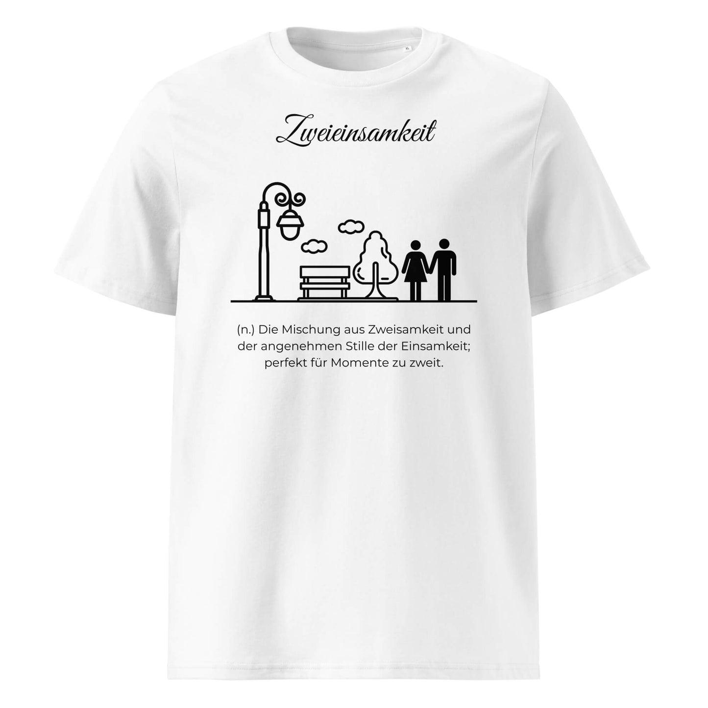 Zweieinsamkeit Herren T-Shirt in White – schwarzer Aufdruck, Bio-Baumwolle, maskuliner Schnitt – Wortstolz