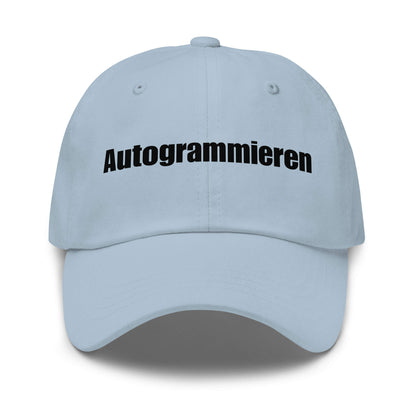 Autogrammieren Premium Dad Cap in Light Blue aus Chino-Baumwoll-Twill - neues Wort für den Lebensweg - Front - Wortstolz Design