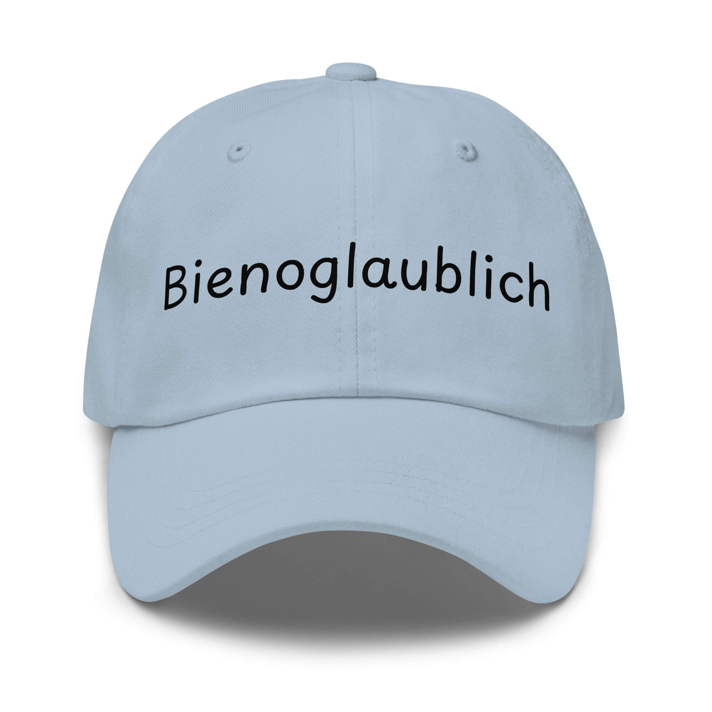 Bienoglaublich Premium Dad Cap in Light Blue aus Chino-Baumwoll-Twill - neues Wort für Leichtigkeit und Wachstum - Front - Wortstolz Design