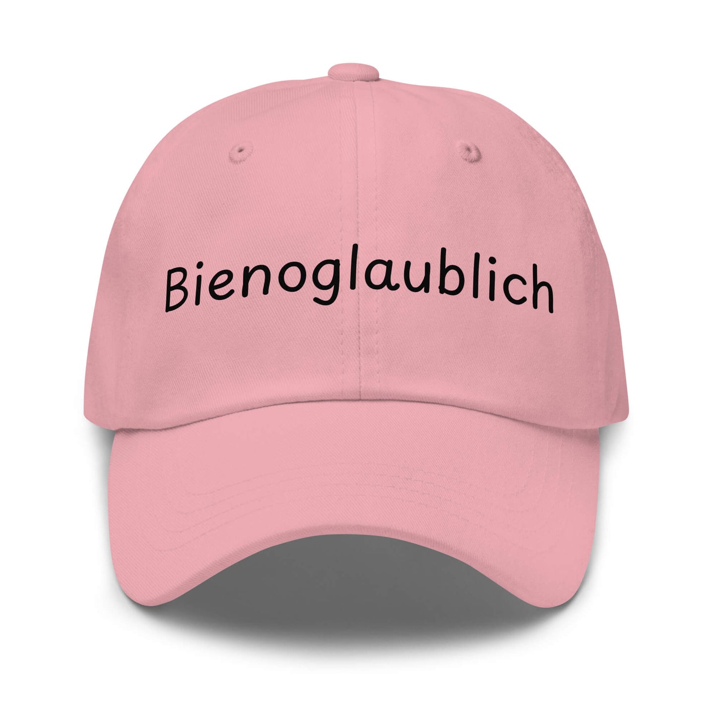 Bienoglaublich Premium Dad Cap in Pink aus Chino-Baumwoll-Twill - neues Wort für Leichtigkeit und Wachstum - Front - Wortstolz Design