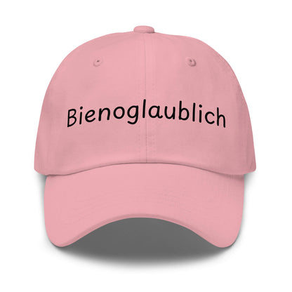Bienoglaublich Premium Dad Cap in Pink aus Chino-Baumwoll-Twill - neues Wort für Leichtigkeit und Wachstum - Front - Wortstolz Design