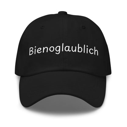Bienoglaublich Premium Dad Cap in Schwarz aus Chino-Baumwoll-Twill - neues Wort für Leichtigkeit und Wachstum - Front - Wortstolz Design