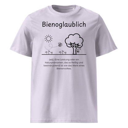 Bienoglaublich Premium T-Shirt in Lavender aus Bio-Baumwolle - neues Wort für Leichtigkeit und Wachstum - Front - Wortstolz Design