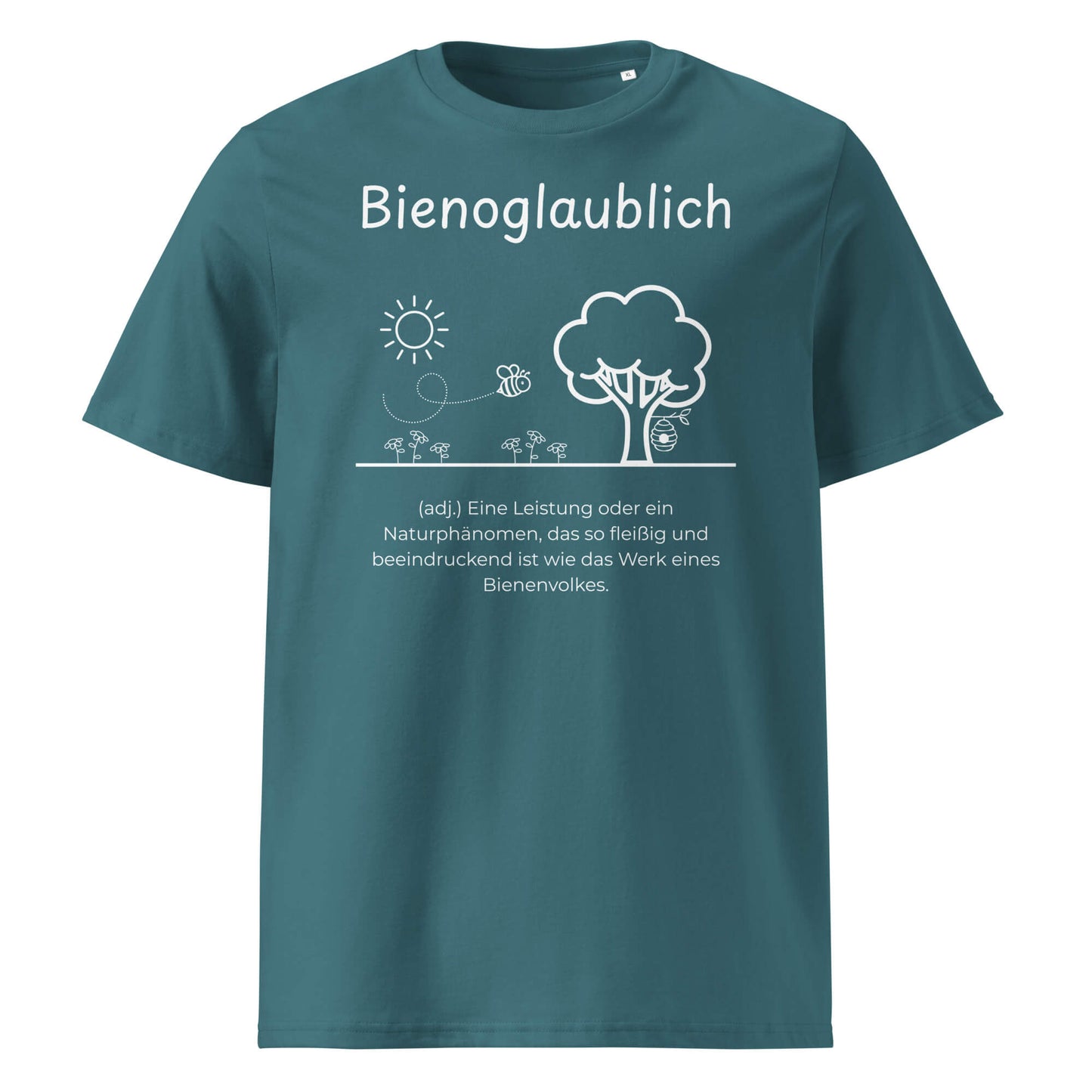 Bienoglaublich Premium T-Shirt in Stargazer aus Bio-Baumwolle - neues Wort für Leichtigkeit und Wachstum - Front - Wortstolz Design